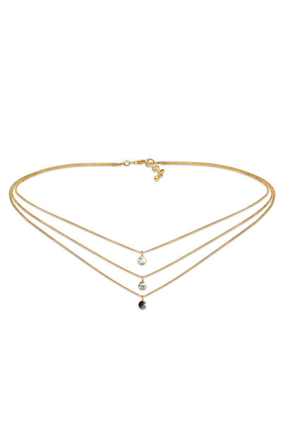 ELLI Halskette Damen Choker Layer mit Kristallen aus 925er Sterlingsilber