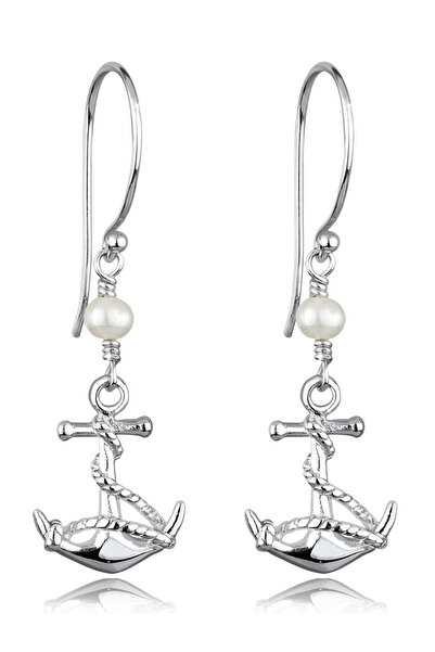 ELLI Ohrringe Damen Anker Anhänger Maritime mit Süßwasser-Zuchtperle in 925er...