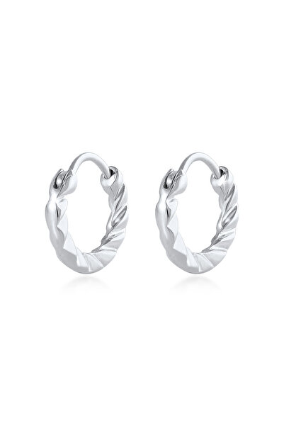 ELLI Ohrringe Damen Mini-Creolen Strukturiert Basic aus 925er Sterlingsilber