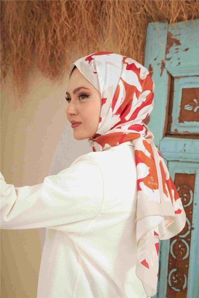 İpekhan Comfort Arya Shawl Cream Red 3028-09