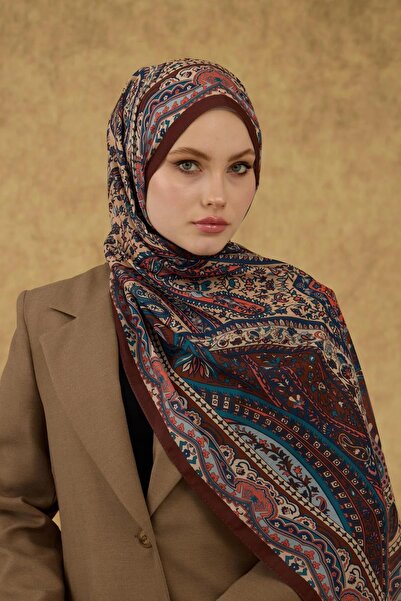 İpekhan Soft Shawl Brown Blue 3053-05