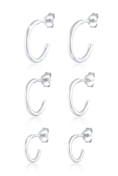 ELLI Ohrring-Set „Creole Plug“ für Damen, Basic Trend, aus 925er Sterlingsilber