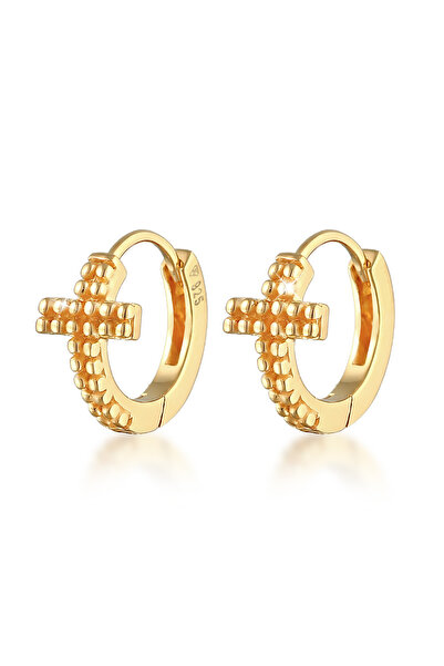 ELLI Ohrringe Damen Creolen Kreuz Glaube Religion Trend aus 925er Sterlingsilber