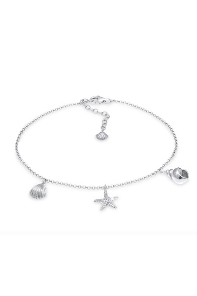 ELLI Anklet Fußschmuck Muschel Seestern Anhänger Strand 925 Silber