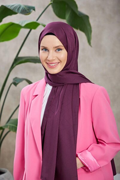 İpekhan Line Leola Desen Ipeksă Jacquard șal Vinete 9009-18