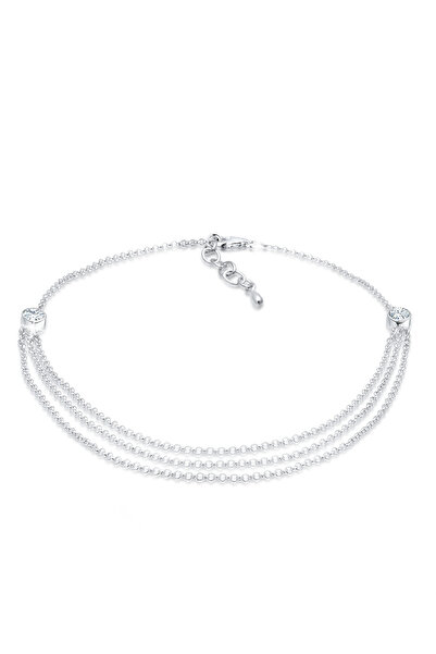 ELLI Fußkettchen für Damen „Solitär Sommer“ mit Kristallen aus 925er Sterling...