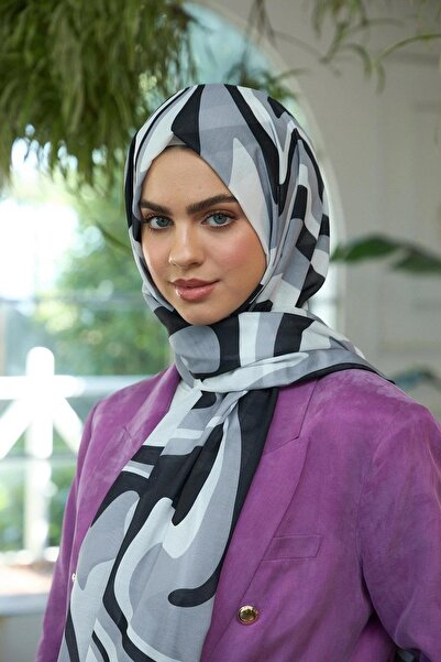 İpekhan Colecția Strălucire de Vară șal moale negru gri 3044-16