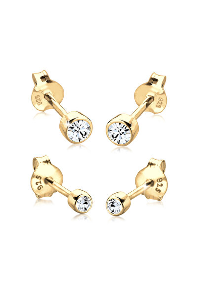 ELLI Ohrringe Damen Ohrstecker 2er-Set Basic mit Kristallen aus 925er Sterlingsilber