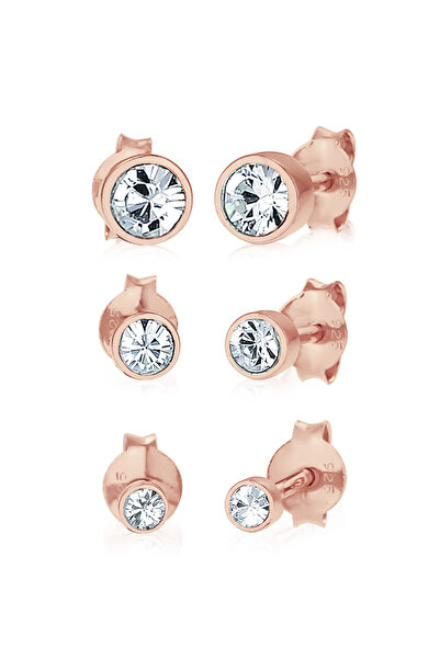 ELLI Ohrringe Damen Ohrstecker-Set mit funkelnden Kristallen aus 925er Sterli...