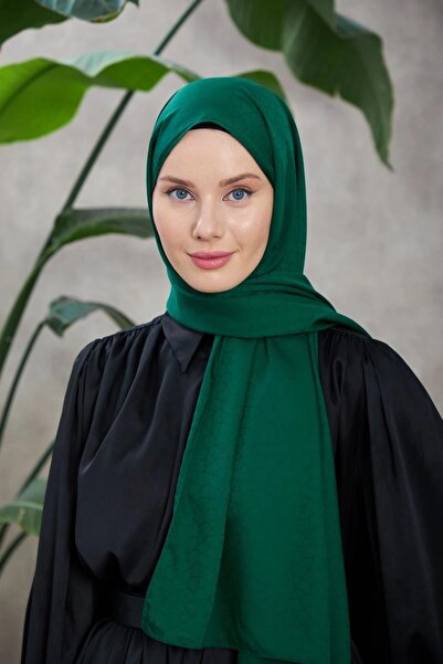 İpekhan شال نوفيلا نمط حريري جاكار أخضر زمردي 9008-13