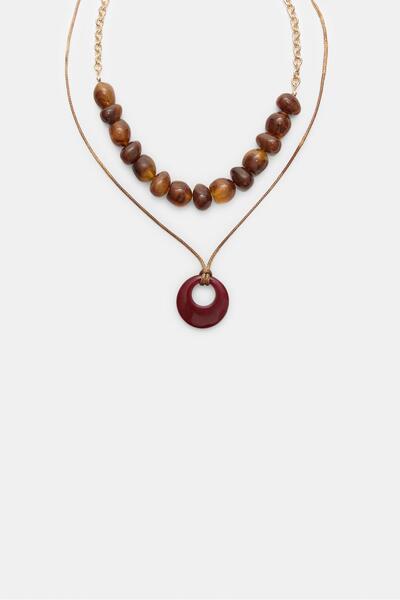 Stradivarius مجموعة من قلادتين من الحبل والخرز