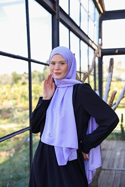 İpekhan Exen Pattern Silky Jacquard Shawl Light Lavanda 9011-23