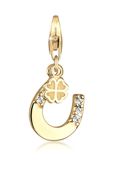 Nenalina Charms Damen-Anhänger Hufeisen Kleeblatt aus 925er Sterlingsilber, v...