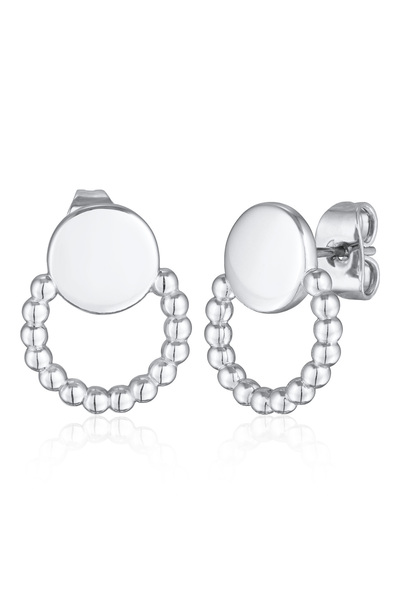 ELLI Ohrringe Damen Ohrstecker Plättchenkugel-Design Geo Silberfarben