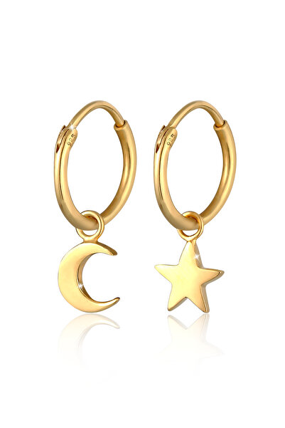 ELLI Ohrringe für Damen Creolen Stern Halbmond Anhänger Astro Trend aus 925er...