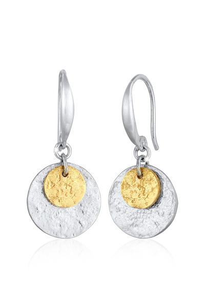 ELLI Ohrringe Damen Ohrhänger Kreis Rund Matt Elegant Zweifarbig aus 925er St...