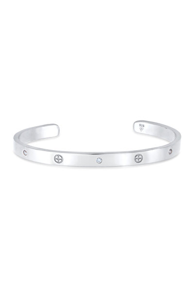 ELLI Armband Damenarmreif Geo Cross Minimal mit Zirkonia-Kristallen aus 925er...
