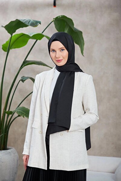 İpekhan Line Leola Pattern Μεταξένιο Ζακάρ Σάλι Μαύρο 9009-03