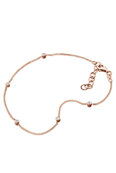 ELLI Fußkette für Damen Moderne schlichte Fußkette mit Kristallen aus 925er S...
