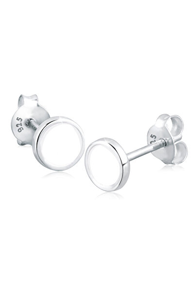 ELLI Ohrringe Damen Ohrstecker Circle Geo mit Emaille Weiß in 925er Sterlings...