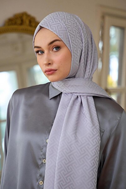 İpekhan Yaz Işıltısı Koleksiyonu İpeksi Jakar Şal Lavanta Gri 9017-17