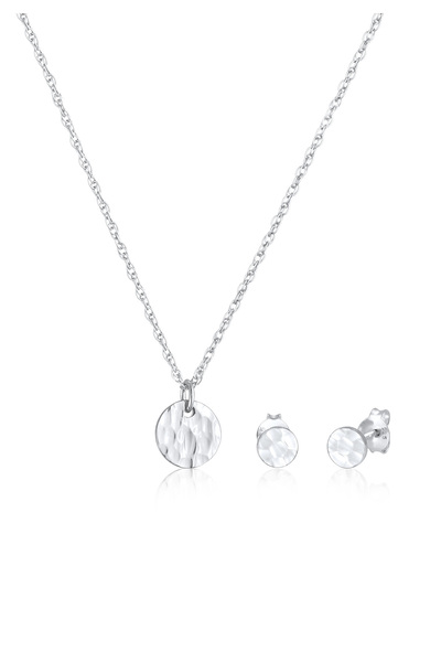 ELLI Schmuckset für Damen mit gehämmertem Design aus 925er Sterlingsilber