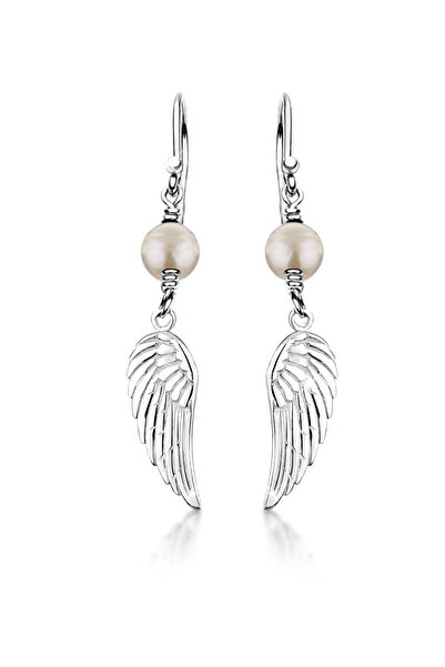 Nenalina Ohrringe mit hängenden Flügeln, Süßwasser-Zuchtperlen, 925er Sterlingsilber