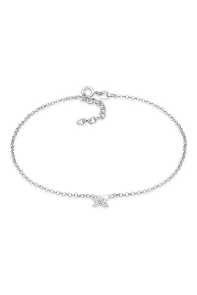 ELLI Fußkettchen für Kinder mit Schmetterlingsmotiv, schlicht, sommerlich, verstellbar, mit Zirkoniasteinen, aus 925er Sterlingsilber