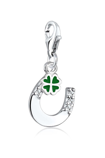 ELLI Charms Damenanhänger Hufeisen Kleeblatt mit Kristallen aus 925er Sterlingsilber