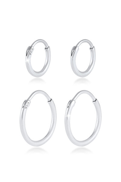 KUZZOI Earrings Herren Creolen Set Duo Basic 925 Silber