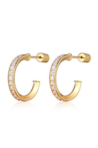 ELLI Ohrringe Damen Creolen Ohrstecker mit Zirkonia in 925er Sterlingsilber