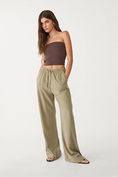 Stradivarius Keten karışımlı bol kesim pantolon