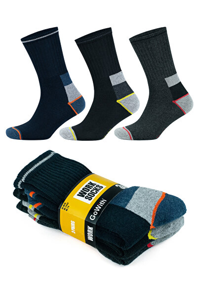 Go With 3'lü Pamuklu Topuk Burun Destekli Dayanıklı Havlulu Termal Iş Ve Erkek Çorap 6016