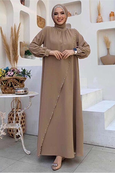 TRENDTESETTÜR KADIN VİZON TAŞ DETAYLI ABİYE ELBİSE T 9783