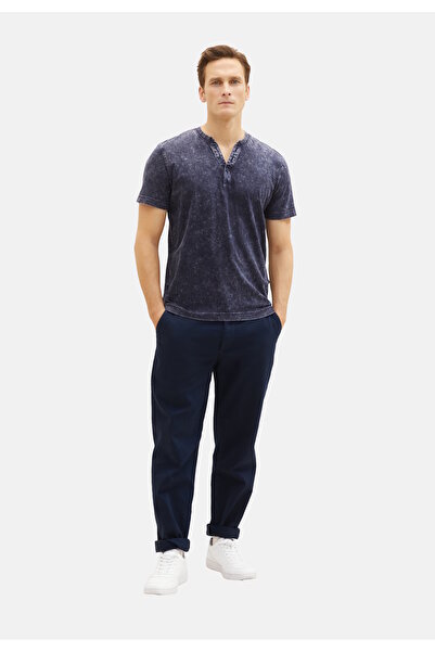 Tom Tailor Henley-Ausschnitt und ausgewaschener Optik ile T-Shirt Kurzarmshirt