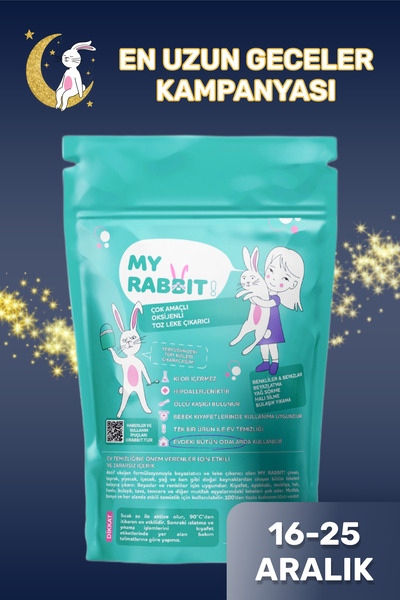 My Rabbit! Çamaşır Ve Yüzey Için Çok Amaçlı Oksijenli Toz Leke Çıkarıcı ve beyazlatıcı 800 gr