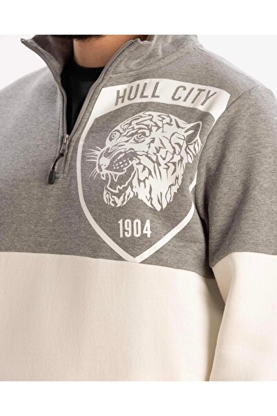 Grey 1/4 Zip Sweatshirt Erkek Gri Sweatshirt
