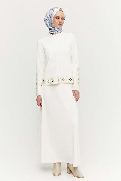 Setrms Kuşgözlü Deri Detaylı Hakim Yaka Bluz