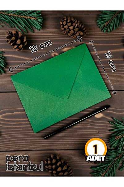 Pera İstanbul Çam Yeşili Zarf Seti (13x18cm) Mektup Kartpostal Davetiye Zarfı