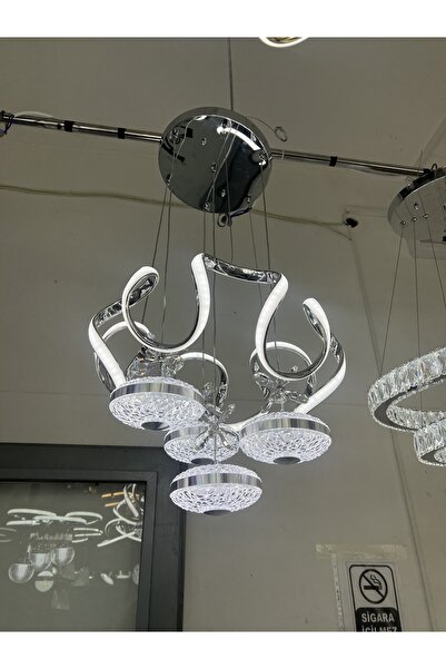 RSCOLLECTIONS Modern Sarkıt 3 Renk 4 Toplu Led Avize Salon - Oturma Odası Led...