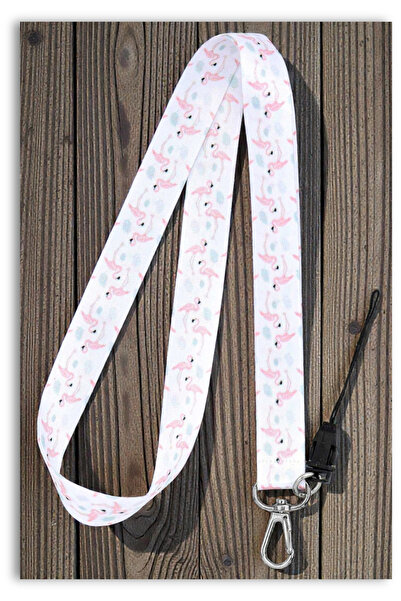 Mia Aurora حبل تعليق للرقبة بنمط الفلامنغو، سلسلة مفاتيح للهاتف، حامل بطاقة ا...