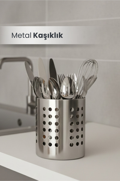 Orvila Paslanmaz A Kalite Metal Kaşıklık | Delikli Çatal Bıçak Ve Kepçelik