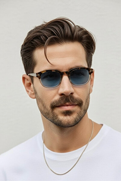 REN EYEWEAR Azure Blue Glass Acetate Frame Men's Sunglasses Uv400 Protection Premium Series