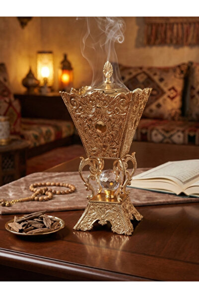 SQUALO مبخرة معدنية ذهبية بارتفاع 22 سم