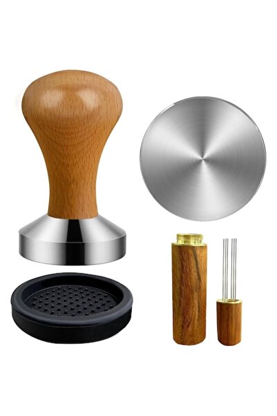 WwuHua Set tamper cafea, accesorii espresso cu distribuitor de cafea și bază tamper, mâner detașabil,