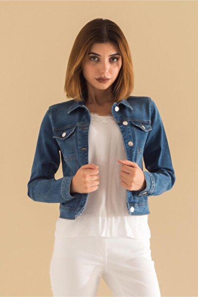 Bold & Young Power Stretch Bleach Washing Denim Coat Blue