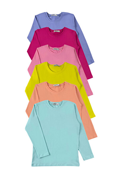 MK Mukko Kids Set de 6 pentru fete și băieți, simplu, basic de tranziție Top din bumbac Badi tricou