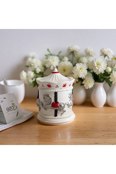 BELLATRİX ATÖLYE ATLI KARINCA TASARIMLI DEKORATİF KAPAKLI KUTU GÜMÜŞ-KIRMIZI