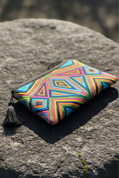 FANTASTIC Handmade Colorful Authentic Tribal Pattern Mini Bag Coin Key Card Holder Wallet (14.5X10 cm)