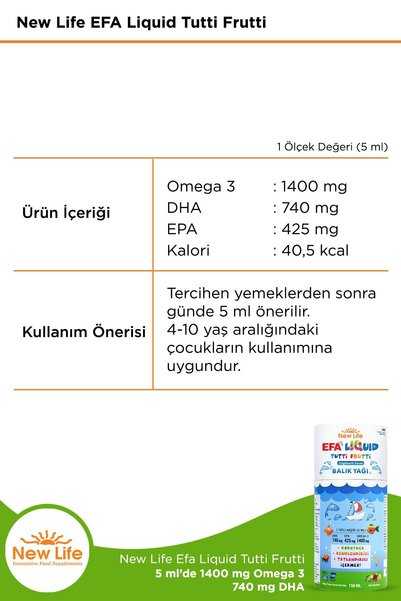 New Life Efa Liquid Tutti Frutti Balık Yağı 150 ml
